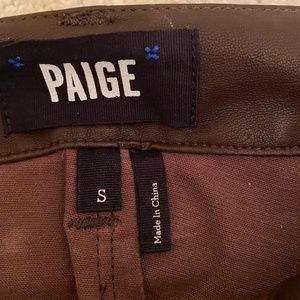 Brand new Paige Dark Brown leather skinny pants Sz SM